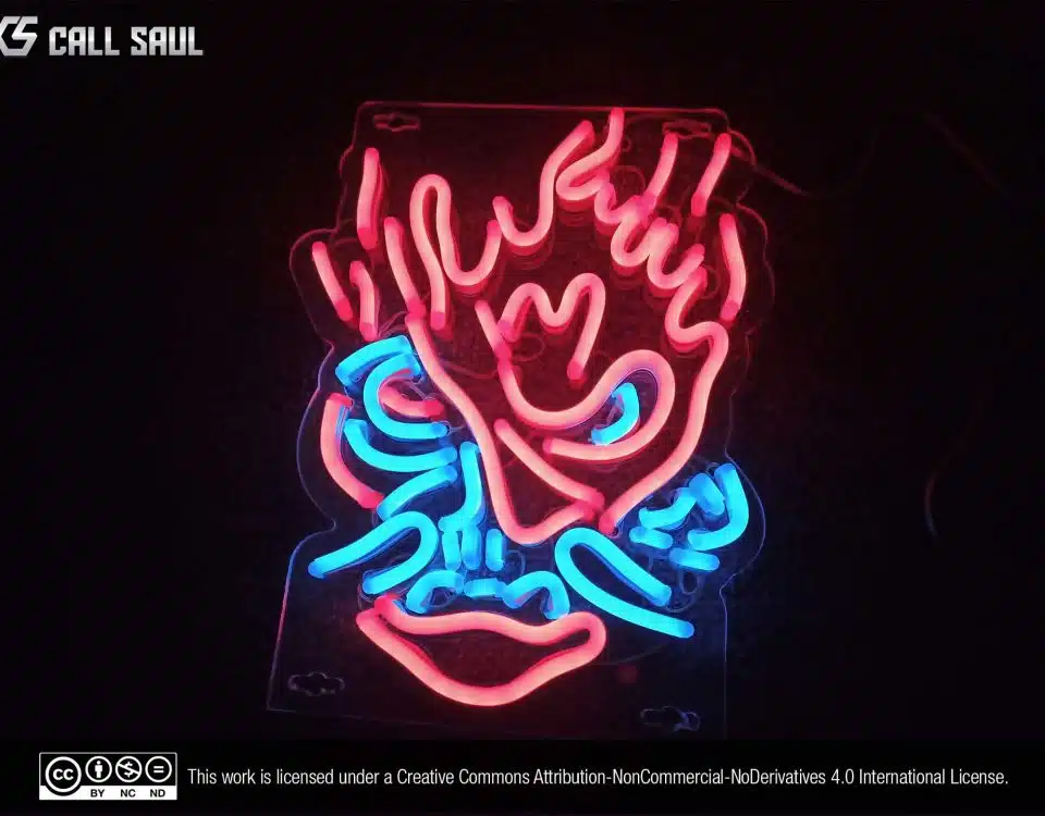 Angry Samurai Red and Blue Color LED Neon Sign