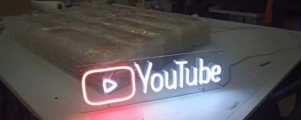 Youtube White and Red Color LED Neon Sign