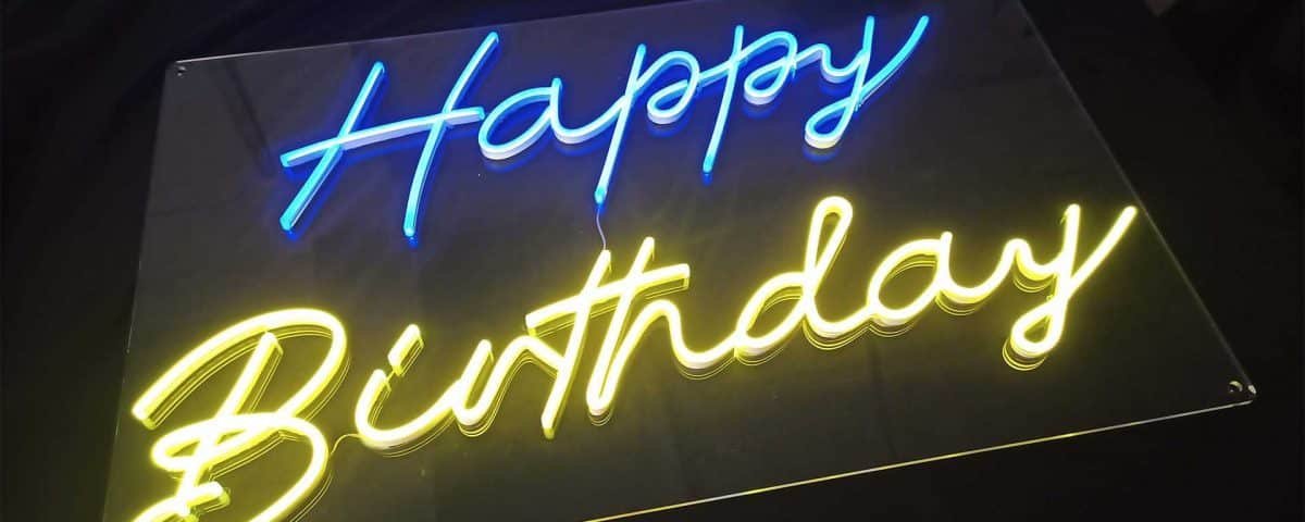 Happy Birthday Blue and Yellow Color LED Neon Sign