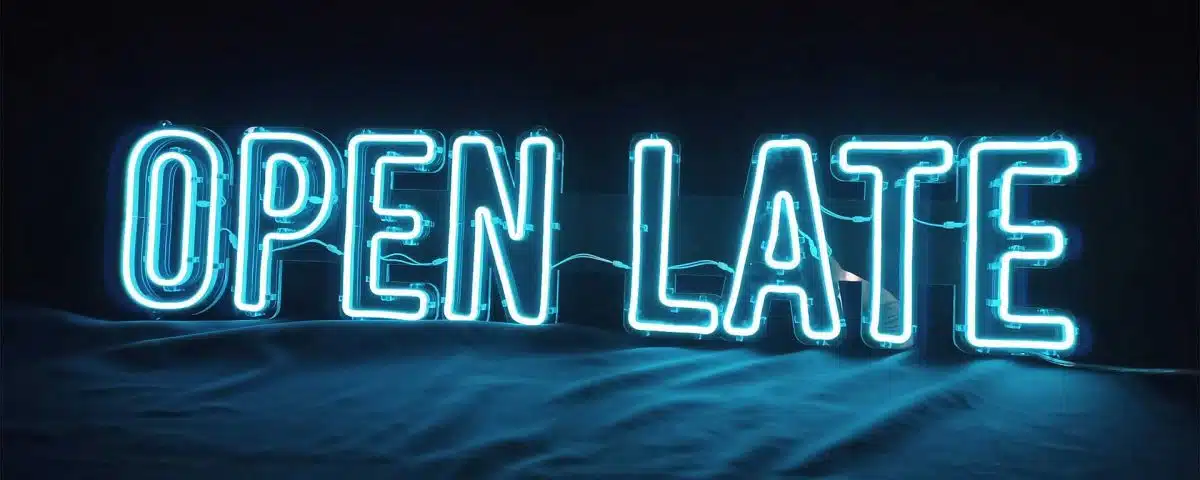Open Late Light Blue Color LED Neon Sign