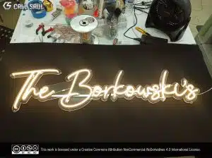 The Borkouski's Warm White Color LED Neon Sign