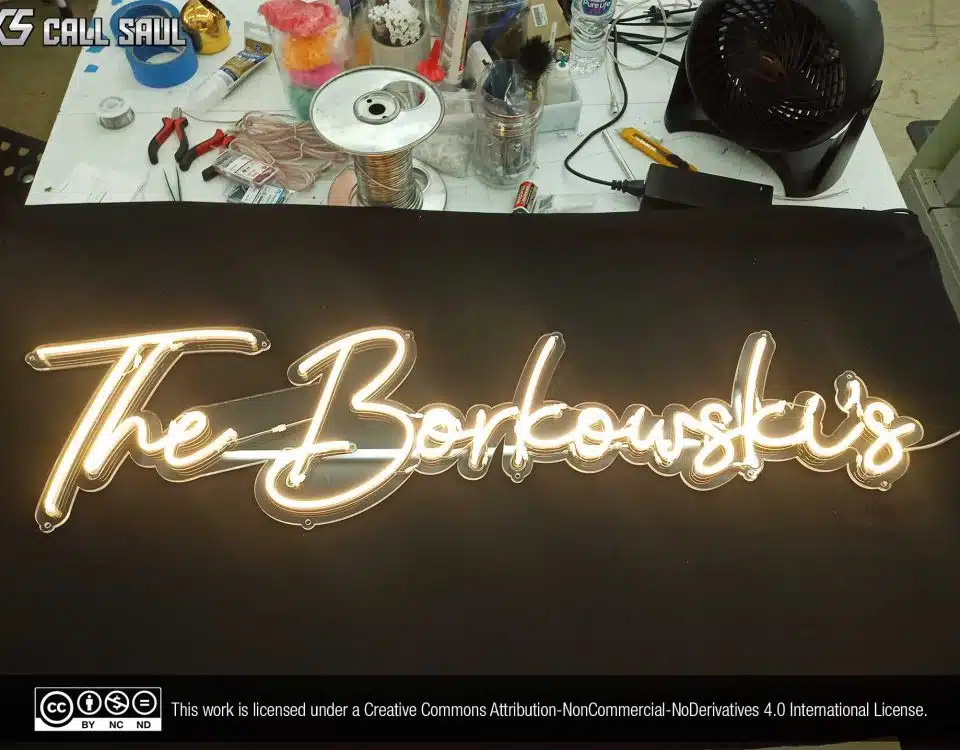 The Borkouski's Warm White Color LED Neon Sign