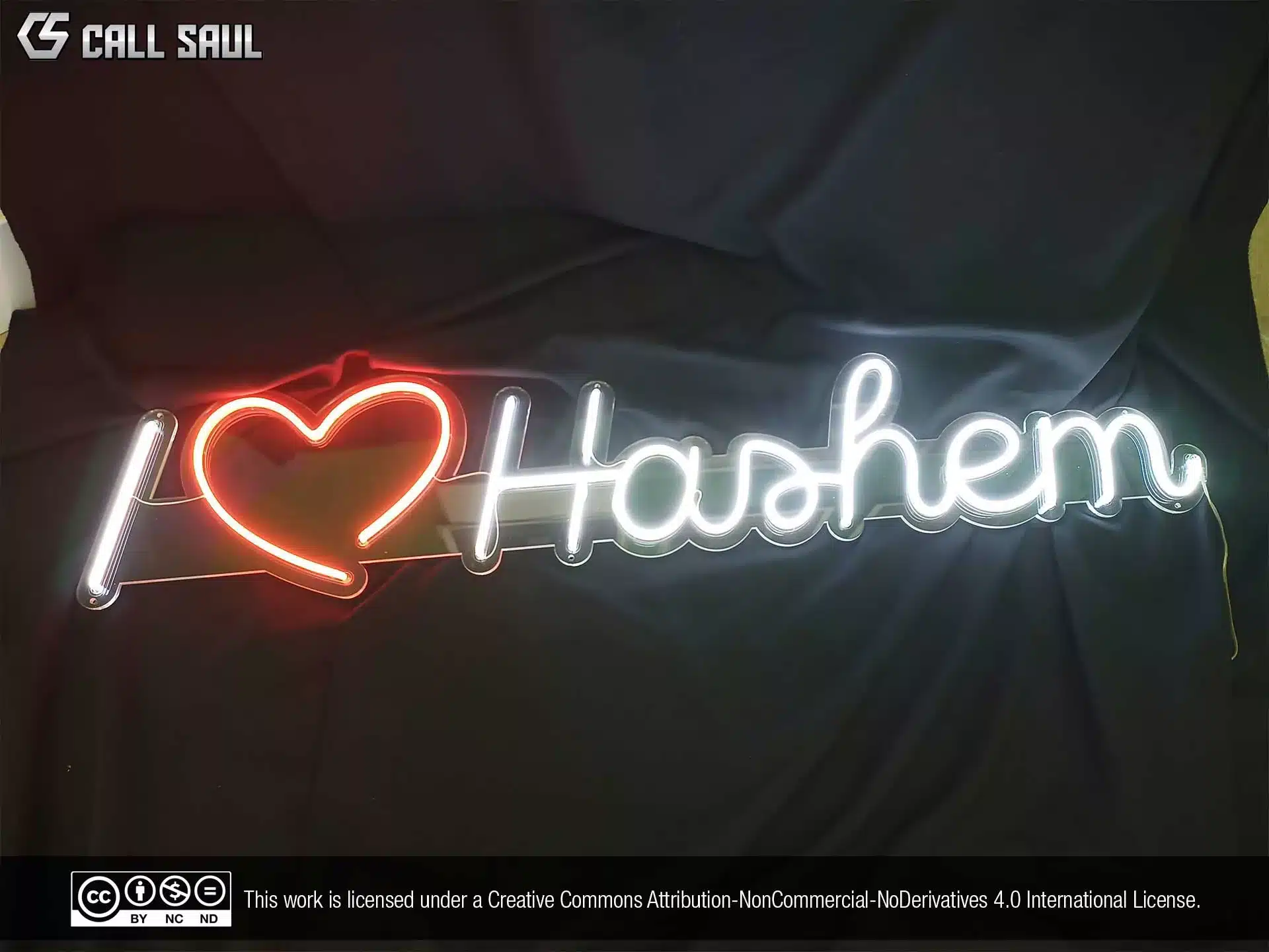 I Love Hashem White and Red Color LED Neon Sign