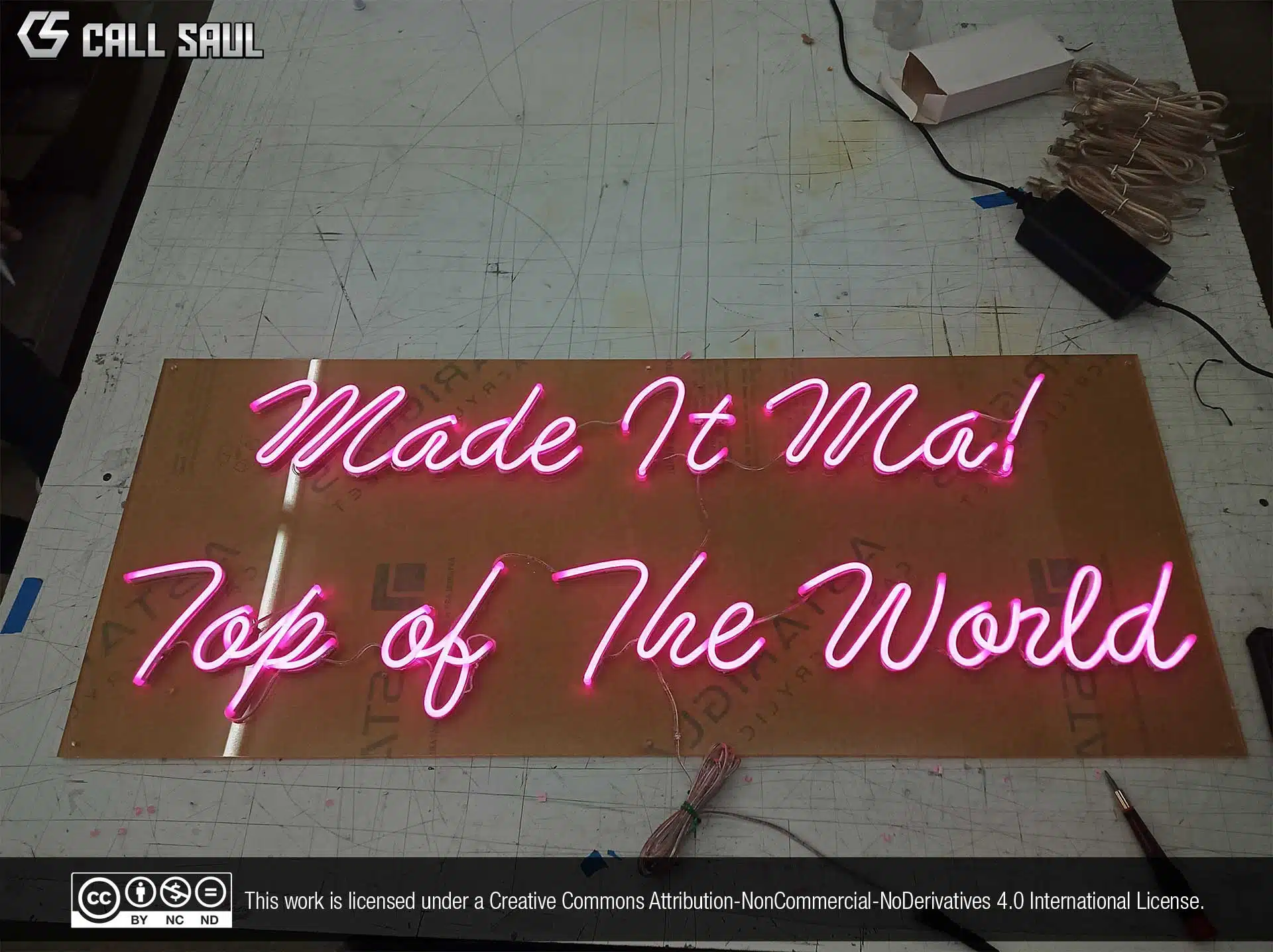 Made it Ma! Top of the World Pink Color LED Neon Sign