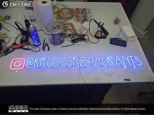 @KrudosRestaurants Pink and Blue Color LED Neon Sign
