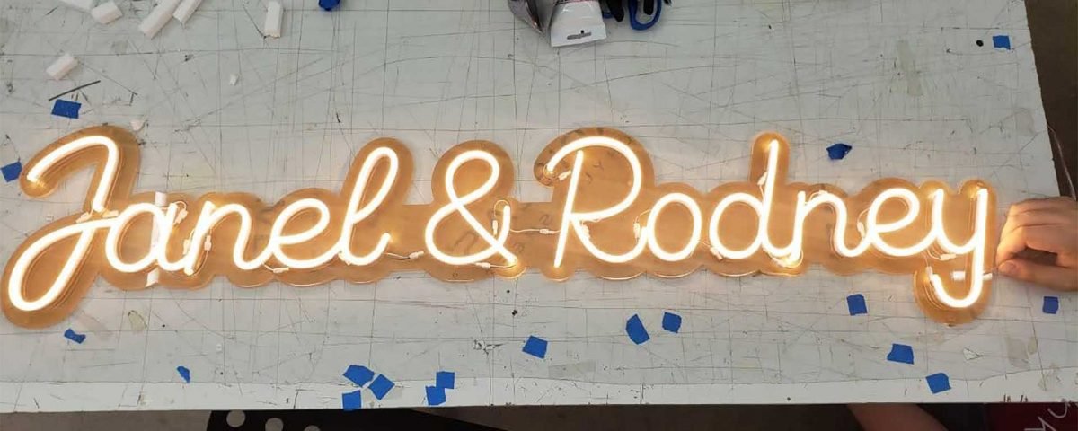 Janel & Rodney White Color LED Neon Sign