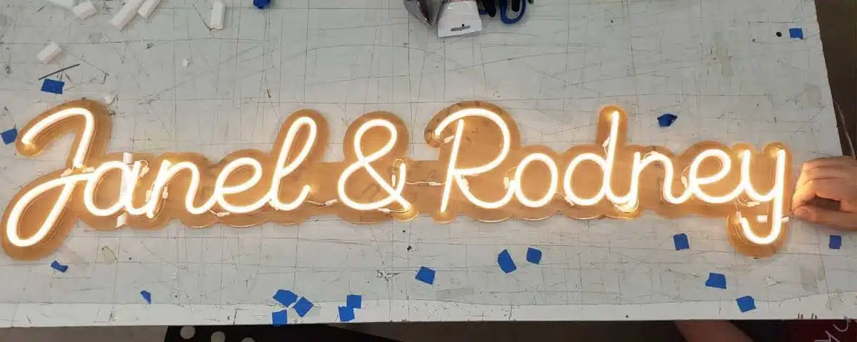 Janel & Rodney White Color LED Neon Sign