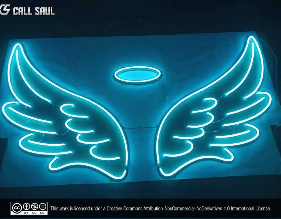 Beautiful Angel Wings Light Blue Color LED Neon Sign