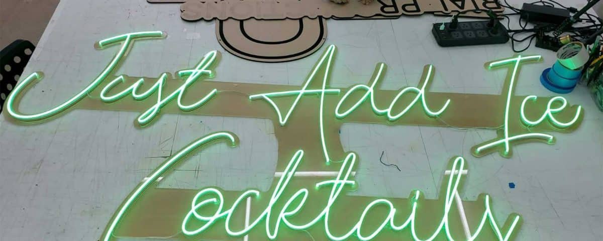 Just Add Ice Cocktails Green Color LED Neon Sign