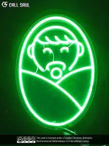 Baby Shower Swaddled Baby Green Color LED Neon Sign